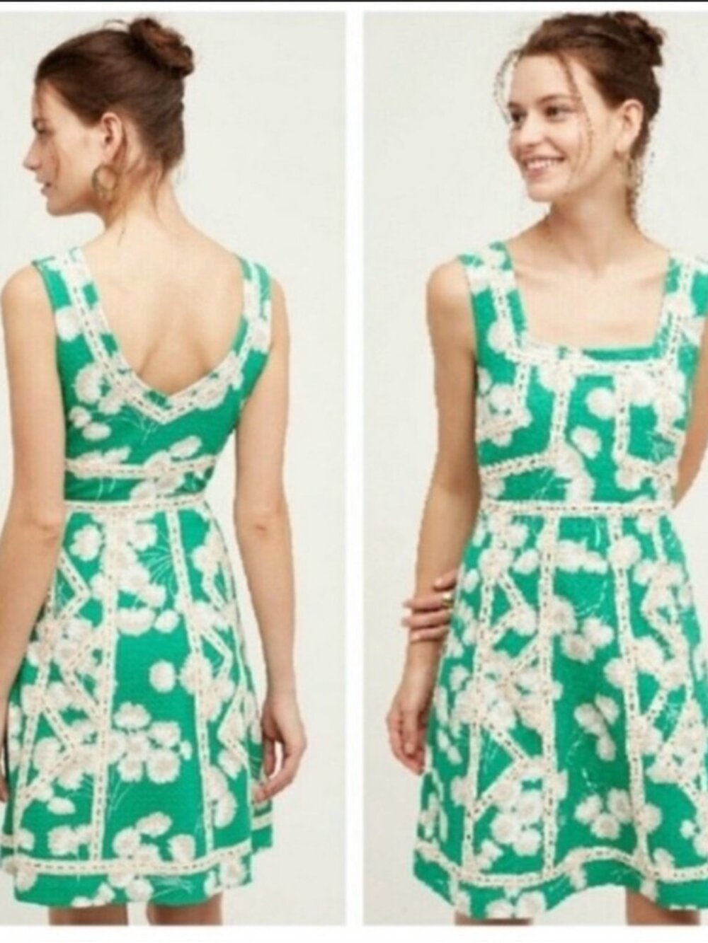 Anthropologie Maeve Emma Green Floral Dress